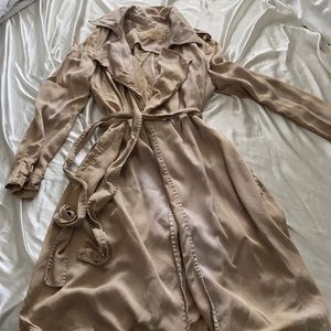 Bagatelle, xs, beige purple coat, it has like a tie-dye discoloration